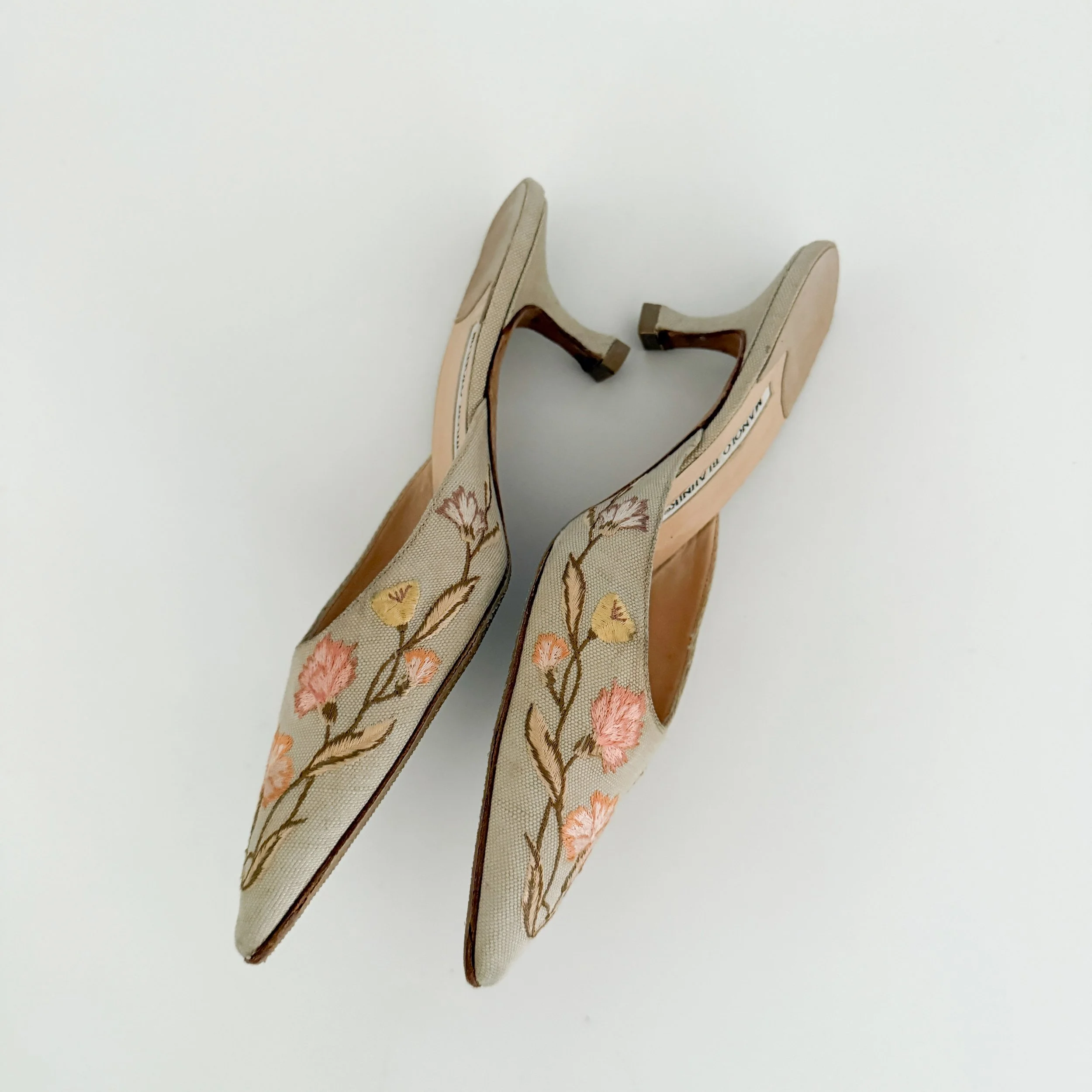 Prada Vintage Iconic Beige Suede Eyelet Heels (US 7 / IT 37